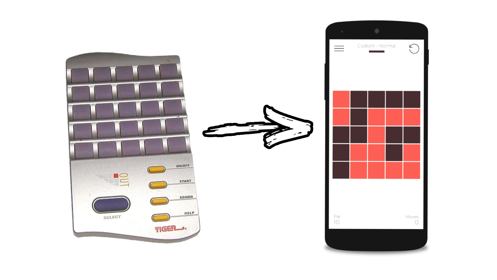 Lights Out by Tiger Electronics, recreated in Tessell8